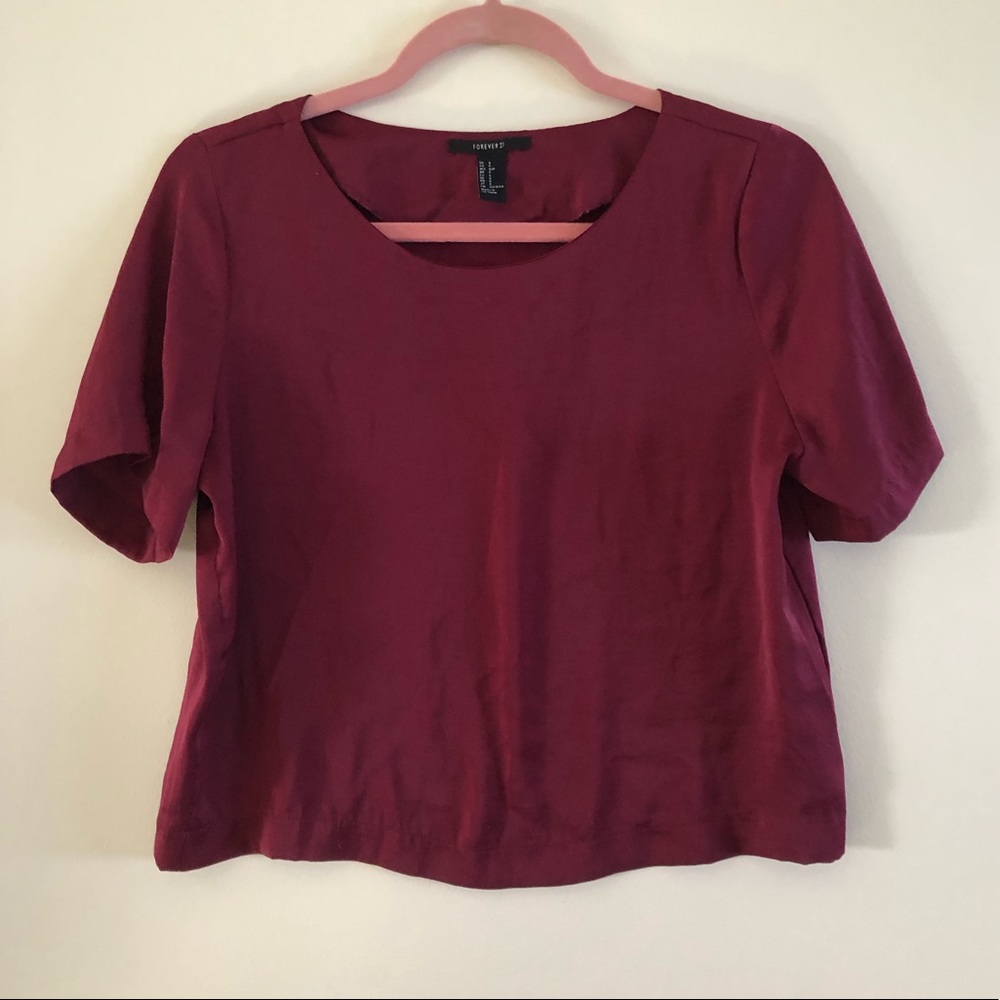 Forever21 Burgundy Silk Blouse
